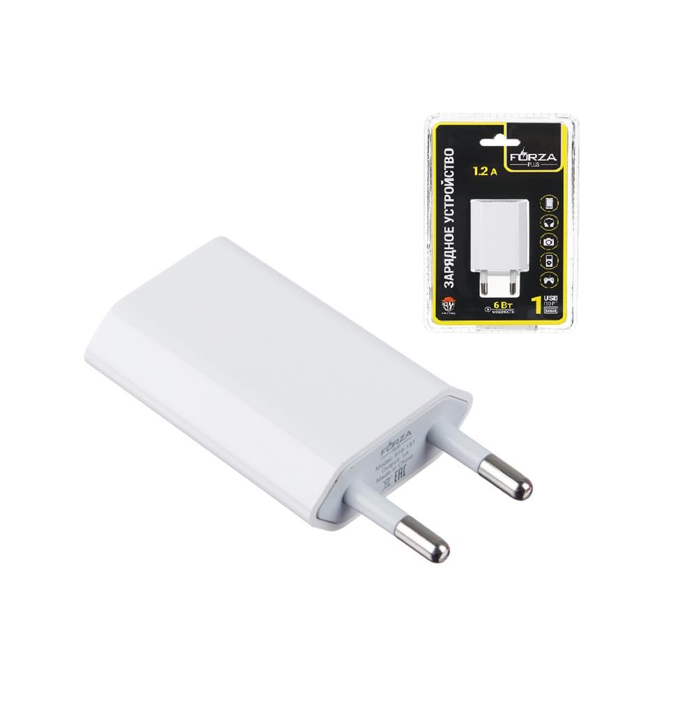 Зарядное устройство FORZA USB "Комфорт" 220В 1USB 1.2A пластик 916-151